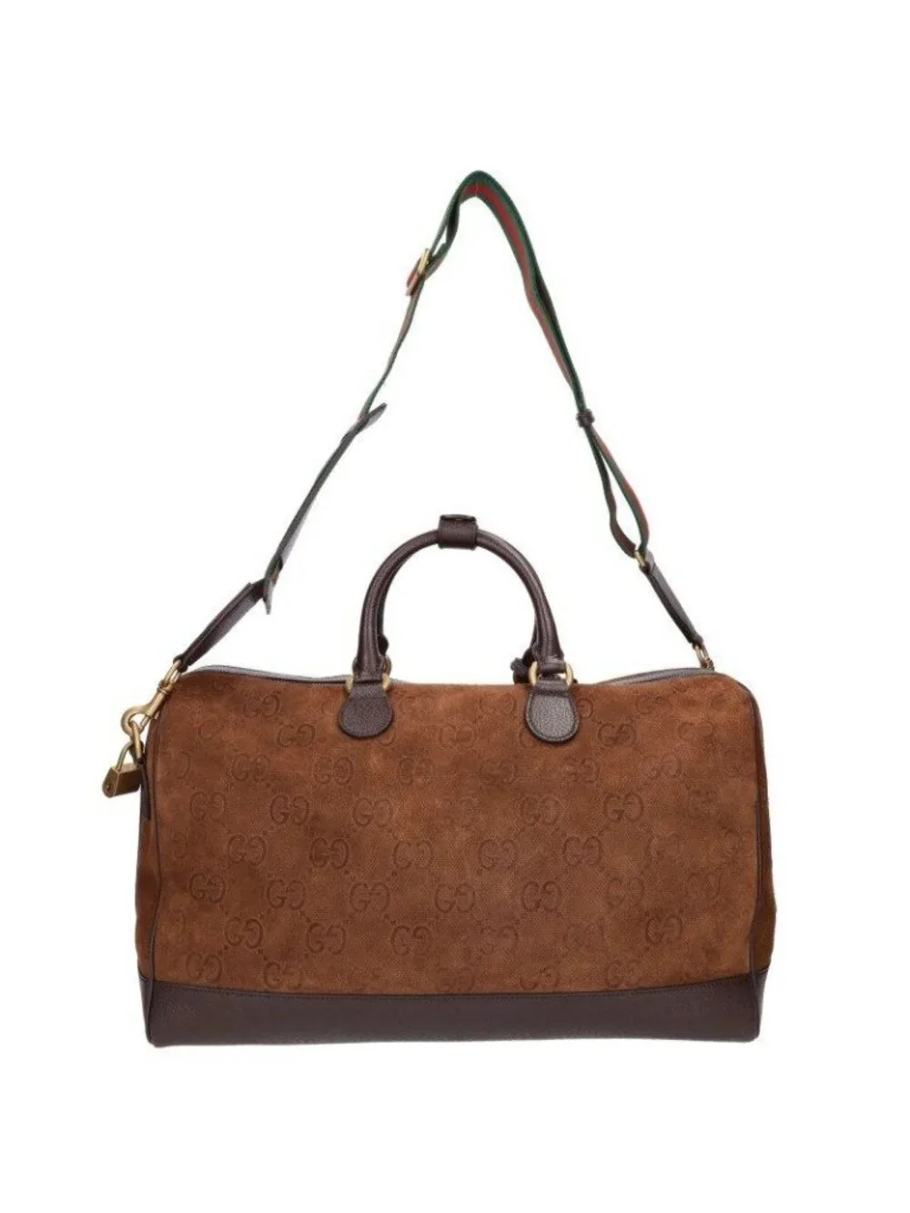 Gucci GG All Over Print Suede Boston Bag